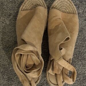 Etienne Aigner Tan Espadrilles with Wrap-Around Ankle Strap